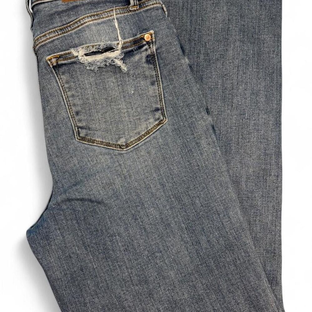 Judy Blue 82470 Heavy Destroyed Straight Denim Jeans Womens Size 7/28 High Rise